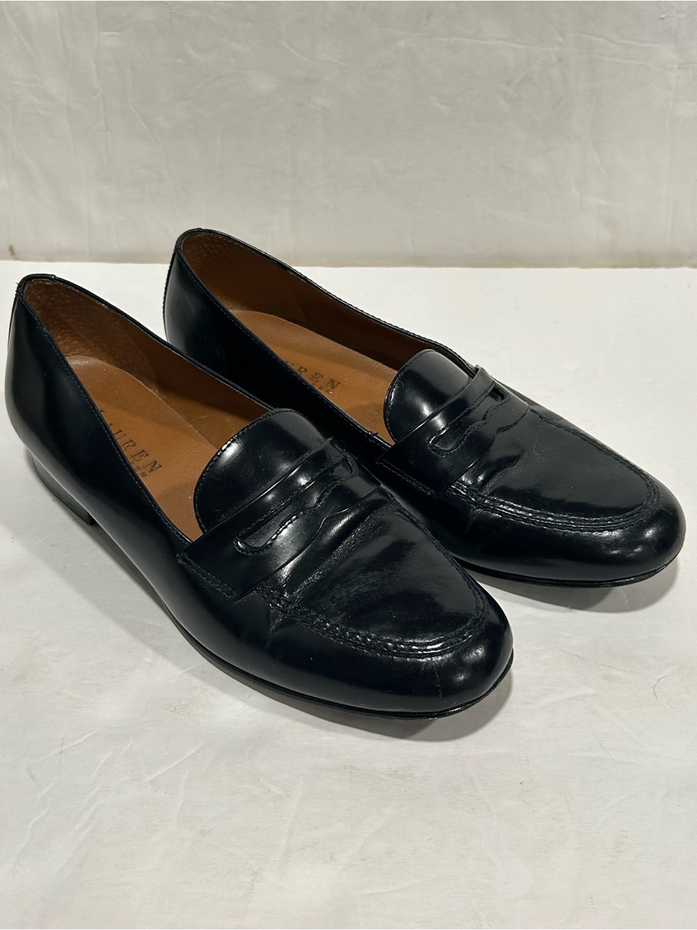 Lauren Ralph Lauren Black Leather Penny Loafers Made in Brazil Size 6.5 Vintage - Picture 3 of 12